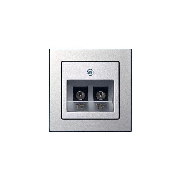 ТВ-розетка двойная оконечная Liregus Epsilon серебро 28-1823 Фото № 1