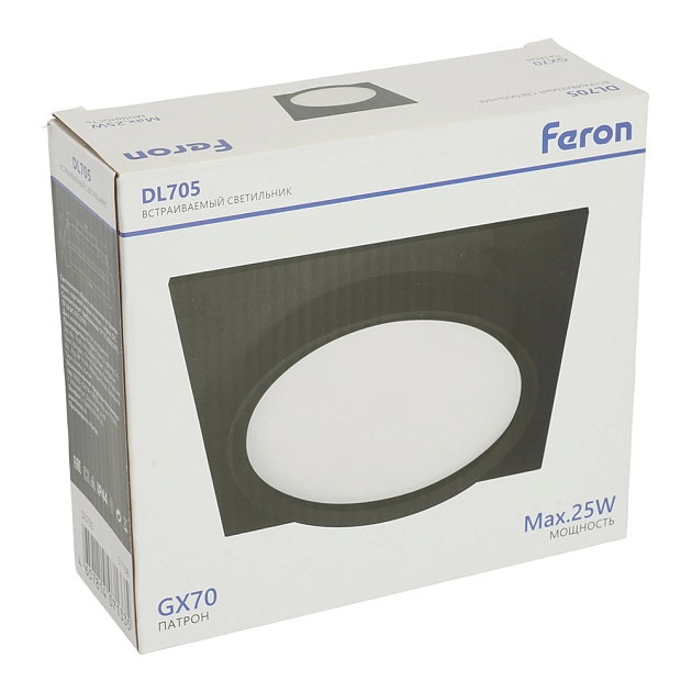 Светильник встраиваемый Feron DL705 потолочный GX70 черный квадрат IP44 51108 изображение 4 Светильник встраиваемый Feron DL705 потолочный GX70 черный квадрат IP44 51108 Фото № 4