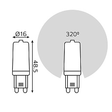 Лампа светодиодная Gauss G9 3W 3000К прозрачная 14913 3