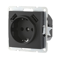 Розетка LK Studio с з/к + 2хUSB разъема, 2А (черный бархат) LK60 868008-1 1