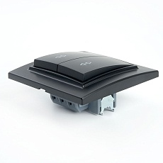 Переключатель двухклавишный Stekker Эрна черный PSW10-9008-03 39921 5