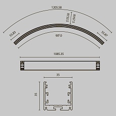 Профиль радиусный Maytoni черный ALM-3535R-B-D-90°-1.5M 1