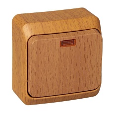 Выключатель одноклавишный Systeme Electric Этюд 10A 250V с подсветкой бук BA10-005T