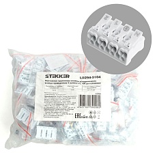 Клемма монтажная с/з Stekker для подключения фазных проводников, 4 контактные группы (3 ввода, 3 вывода на полюс), LD294-5104 32958