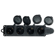 Розетка переносная 4-местная c/з, Stekker, RST16-24-44, 250В, 16А, IP44, черный 39019 5