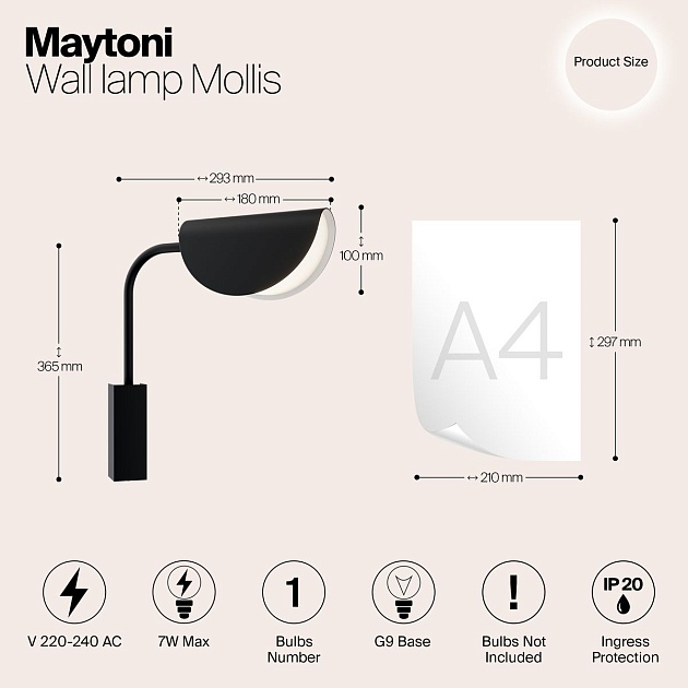 Бра Maytoni Mollis MOD126WL-01B Фото № 9