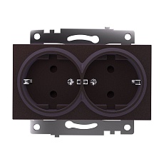 Розетка двухместная с защитной шторкой Stekker Катрин шоколад GLS16-7114-04 49030 1