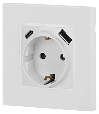 Розетка ЭРА Серия 12 12-4108-01 2P+E 16A-250В со шторками с USB type-A+C 5В-3А белый Б0067752 4