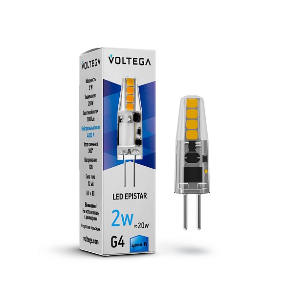 Лампа светодиодная Voltega G4 2W 4000K прозрачная VG9-K1G4cold2W-12 7143 фото 