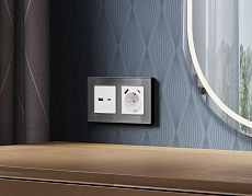 Комплект механизма розетки AMBRELLA VOLT  ALFA Белый матовый 2USB A+C 20W (быстрая зарядка) QUANT (AP1310, VM177) MA131010 3