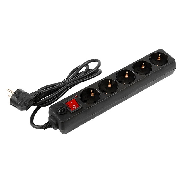 Сетевой фильтр General GPS-5-16-3x1-300-B, 5 мест, 16А, 3x1 мм2, 3 м, черный Фото № 1