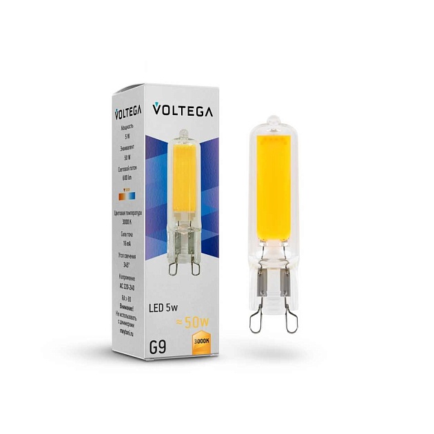 Лампа светодиодная Voltega G9 5W 3000K прозрачная 7262 Фото № 2