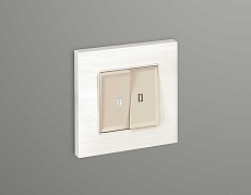 Комплект механизма 2-кл выключателя AMBRELLA VOLT с подсветкой 5600K ALFA Бежевый матовый QUANT (AP3240, VM115, G14W) MA324015 3
