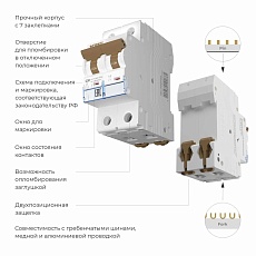 Автоматический выключатель Werkel 2P 20 A C 4,5 кА W902P204 4690389192685 1