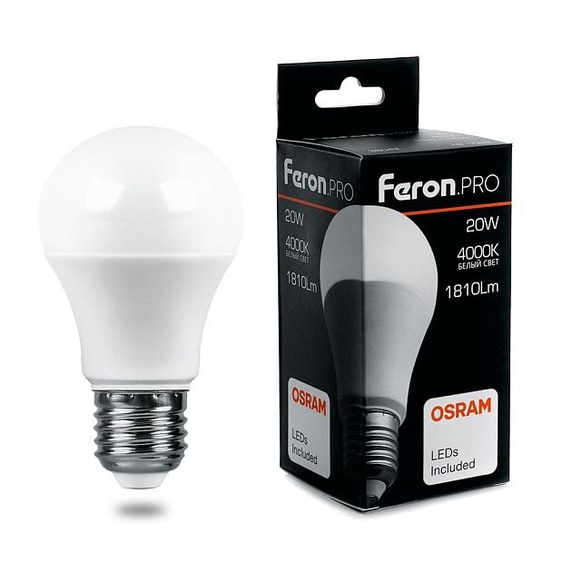 Лампа светодиодная Feron E27 20W 4000K Матовая LB-1020 38042 фото 