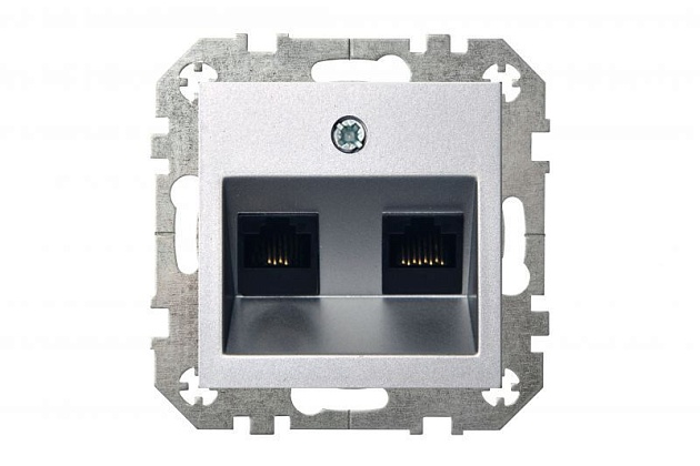 Розетка RJ45/RJ11 Liregus Epsilon серебро 28-185 Фото № 2