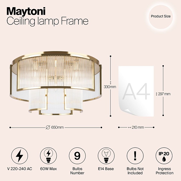 Потолочная люстра Maytoni Frame MOD174CL-09G Фото № 2