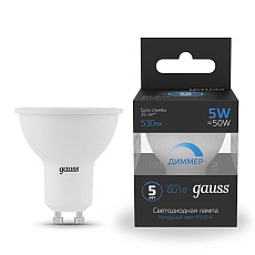 Лампа светодиодная Gauss GU10 5W 6500K матовая 101506305 5