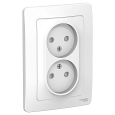 Розетка двойная 2К Systeme Electric Blanca 16A 250V со шторками белая BLNRS000121