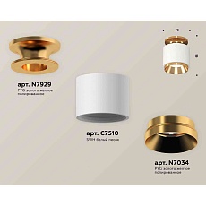 Комплект накладного светильника Ambrella light Techno Spot XS7510120 SWH/PYG белый песок/золото желтое полированное (N7929, C7510, N7034) 1