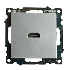 Розетка HDMI 2.1, Type A (механизм), STEKKER GLS00-7118-03, серия Катрин, серебро 50061 5