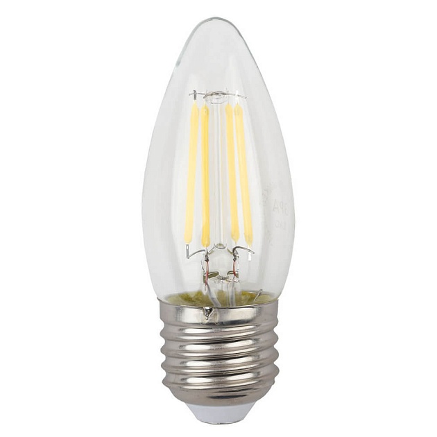 Лампа светодиодная филаментная ЭРА E27 5W 4000K прозрачная F-LED B35-5W-840-E27 Б0027934 Фото № 1