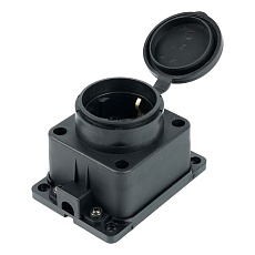 Розетка настенная 1-местная с/з Stekker, RST16-31-44, каучук, 250В, 16А, IP44, черный 39018 4