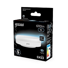 Лампа светодиодная Gauss GX53 8W 4100K матовая 108008208 4