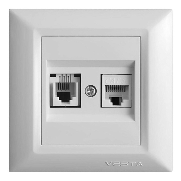 Розетка LAN/телефонная Vesta-Electric Roma белый FRZ00010204BEL Фото № 1