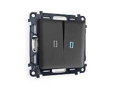 Комплект механизма 2-кл выключателя AMBRELLA VOLT с подсветкой 10000K ALFA Графит мягкое касание QUANT (AP9040, VM115, G17B) MA904020