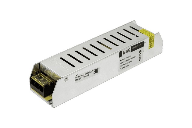 Блок питания SWG 12V 100W IP20 8,3A T-100-12 000273 Фото № 3