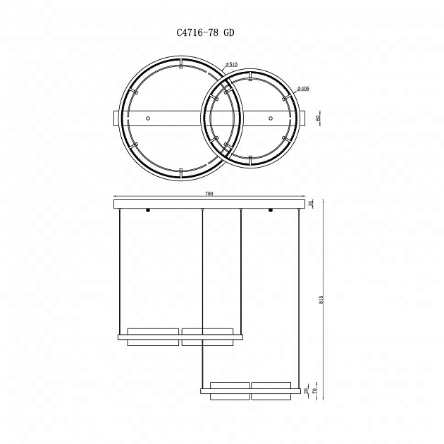 Подвесной светодиодный светильник iLedex Meridian C4716-78 GD изображение 2 Подвесной светодиодный светильник iLedex Meridian C4716-78 GD Фото № 2