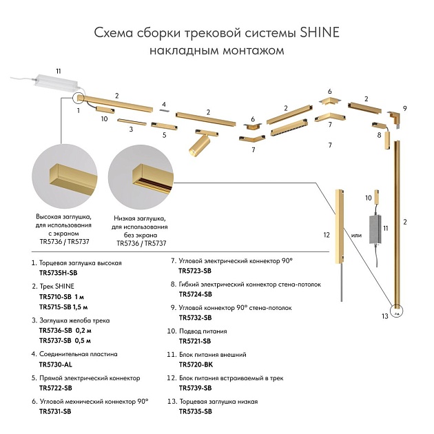 Коннектор гибкий Denkirs Shine Base TR5724-SB Фото № 2