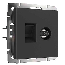 Розетка ТВ+Ethernet RJ-45 6 cat. Werkel черный матовый W1181308 4690389174483