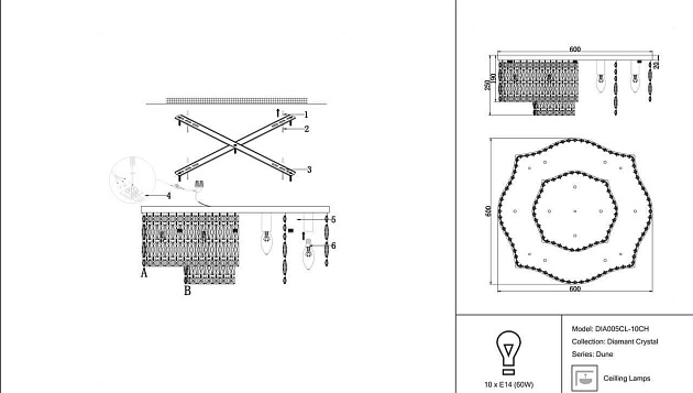 Потолочная люстра Maytoni Dune DIA005CL-10CH Фото № 6