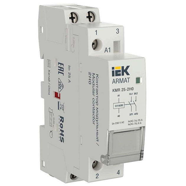 ARMAT Контактор модульный KMR 25А 12В AC/DC 2НО IEK AR-KMR20-025-20-012 Фото № 1