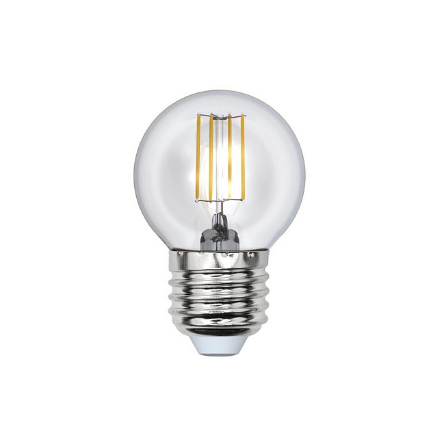Лампа светодиодная филаментная Uniel E27 5W 3000K LED-G45-5W/WW/E27/CL/DIM GLA01TR UL-00002868 фото 