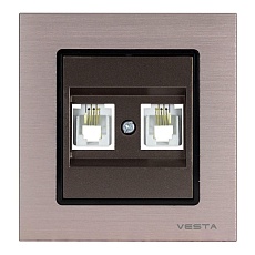 Розетка телефонная двойная Vesta-Electric Exclusive Champagne Metallic шампань FRZ00041014BSH