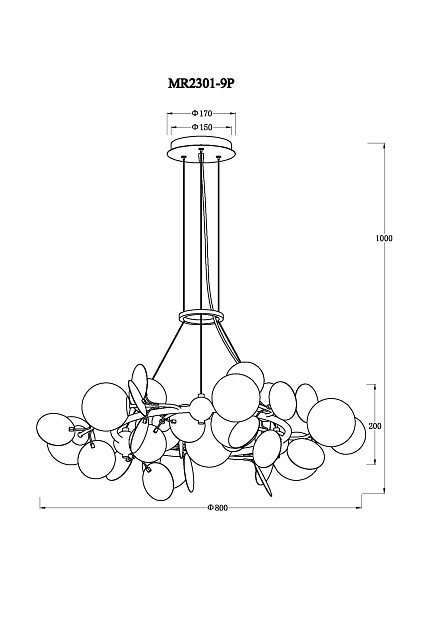 Подвесная люстра MyFar Flavia MR2301-9P изображение 2 Подвесная люстра MyFar Flavia MR2301-9P Фото № 2