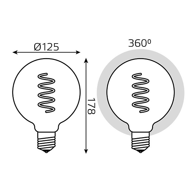 Лампа светодиодная диммируемая филаментная Gauss E27 5W 1800K розовая 1011802105 фото 2
