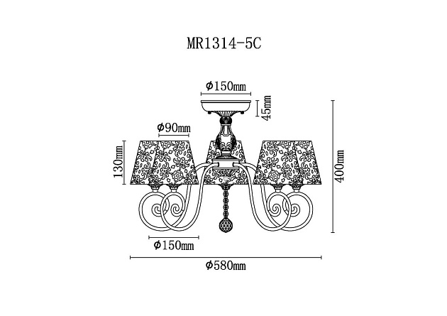 Потолочная люстра MyFar Ceiling Luna MR1314-5C Фото № 2