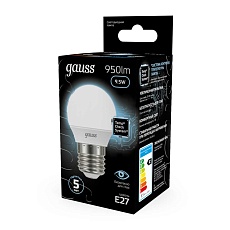 Лампа светодиодная Gauss E27 9.5W 4100K матовая 105102210 2