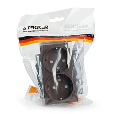 Розетка двухместная с защитной шторкой Stekker Катрин шоколад GLS16-7114-04 49030 5