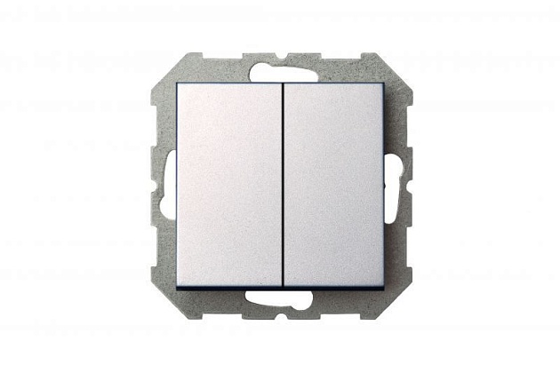 Выключатель жалюзи двухклавишный Liregus Epsilon серебро 28-1763 Фото № 4