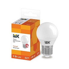 Лампа светодиодная IEK E27 9W 3000K матовая LLE-G45-9-230-30-E27