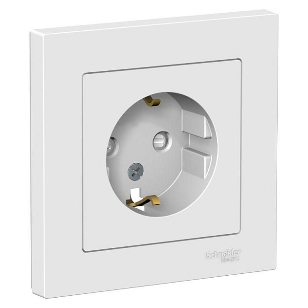 Розетка 2К+З Systeme Electric AtlasDesign 16A 250V со шторками белая ATN000144 Фото № 1