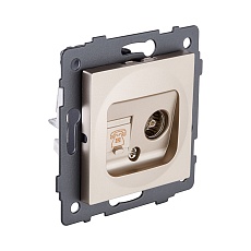 Розетка двойная TV (мама) + телефонная розетка RJ11, золотой Kollinger REA-013GD для Aspekt, Eleganz, Reflex 1