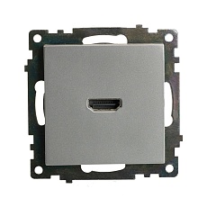 Розетка HDMI 2.1, Type A (механизм), STEKKER GLS00-7118-03, серия Катрин, серебро 50061