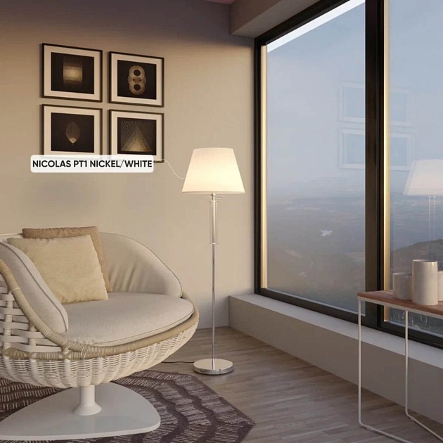 Торшер Crystal Lux Nicolas PT1 Nickel/White Фото № 3