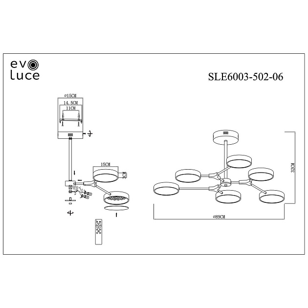 Потолочная светодиодная люстра Evoluce Monta SLE6003-502-06 Фото № 2